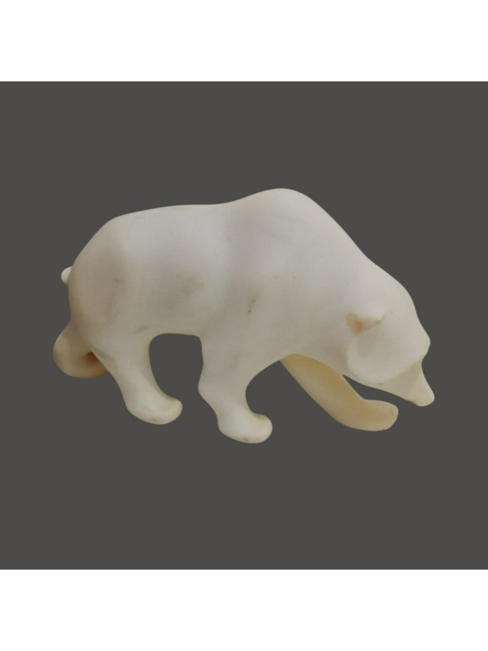 Vintage White Bear Sculpture Signed Arnaldo Giannelli 1986 Alabaster Animal